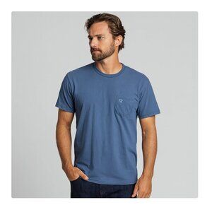 Birddogs Shirt Mens Large Blue Pocket Tee Casual Basic Cotton Poly Blend Logo